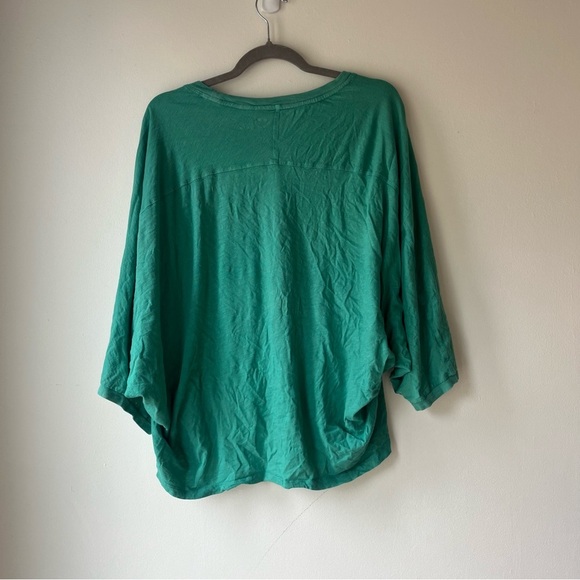 Aerie Oversized Green Batwing Slouchy Top L | Relaxed Cotton Tunic Basic - Picture 7 of 9